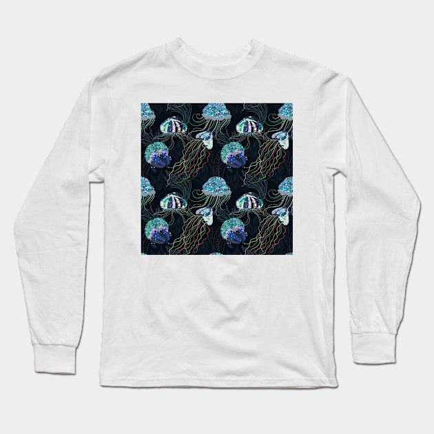 Bioluminescent Jellyfish Long Sleeve T-Shirt by SarahBean